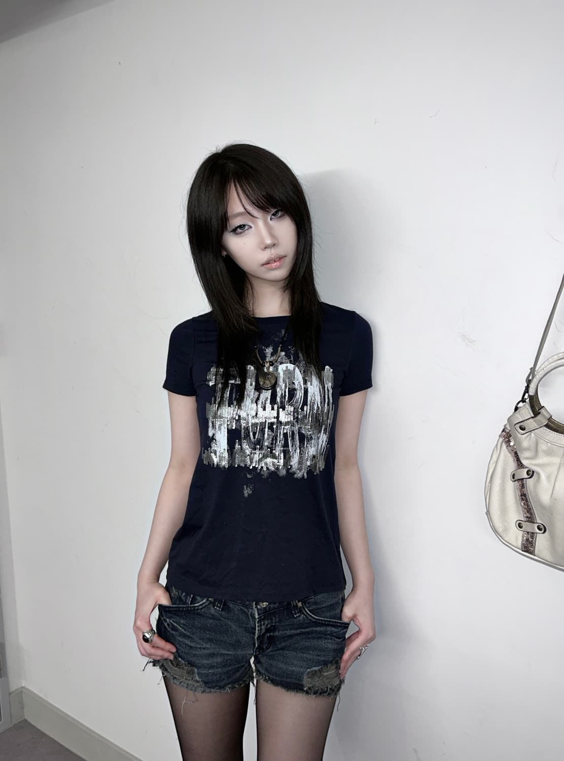 Abfz Printed Sequin Slim Top 상품이미지1