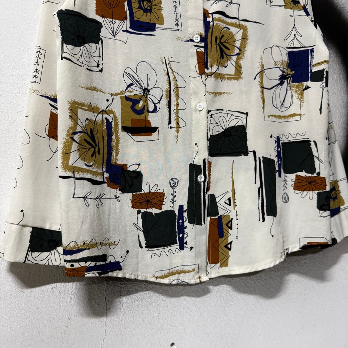 VTG 빈티지 화이트 패턴 블록 긴팔 셔츠 상품이미지4