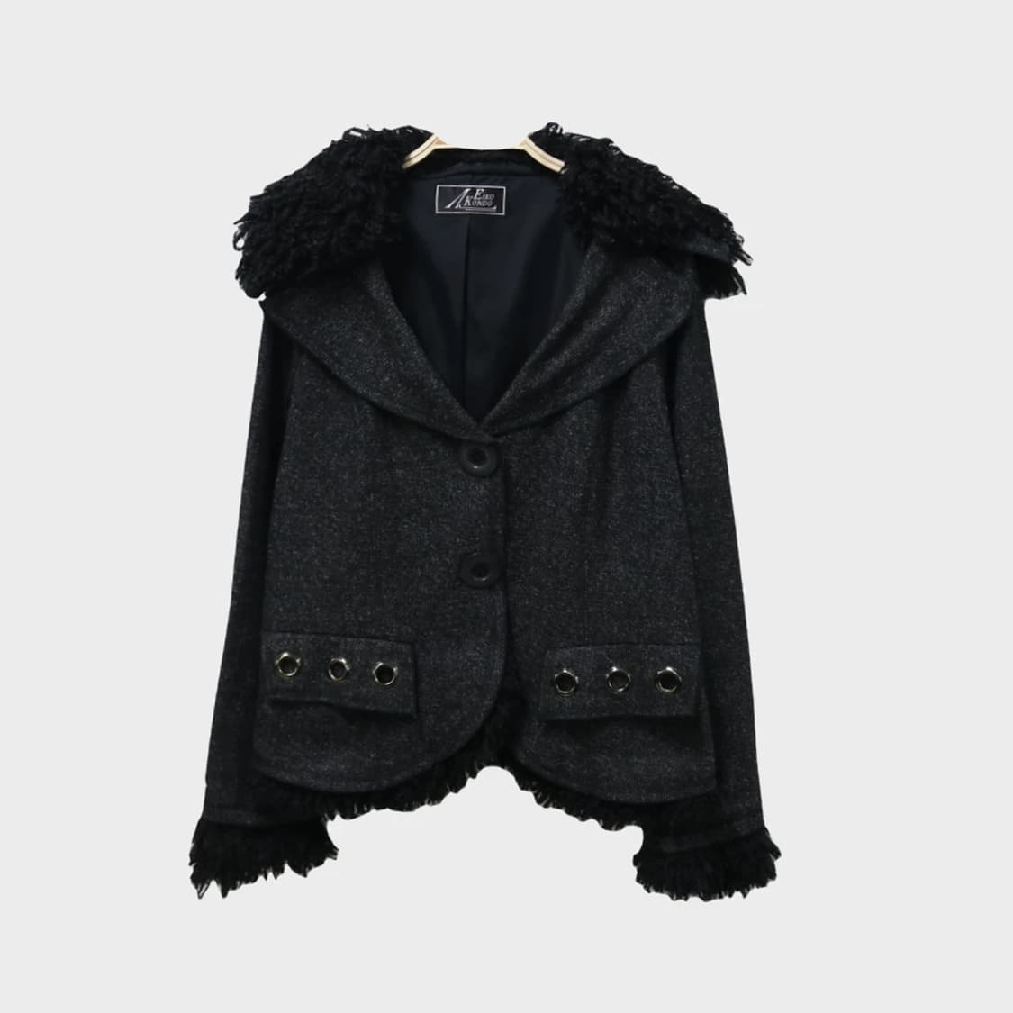 EIKO KONDO 퍼 카라 울 혼방 트위트 자켓 61748 상품이미지1