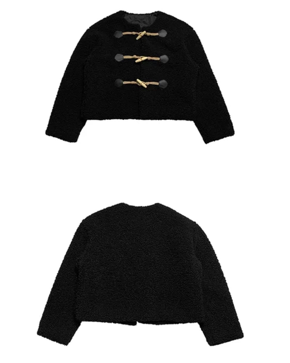 [품절상품] 애니원모어 양털 더플 숏 떡볶이 자켓 코트 블랙 상품이미지3