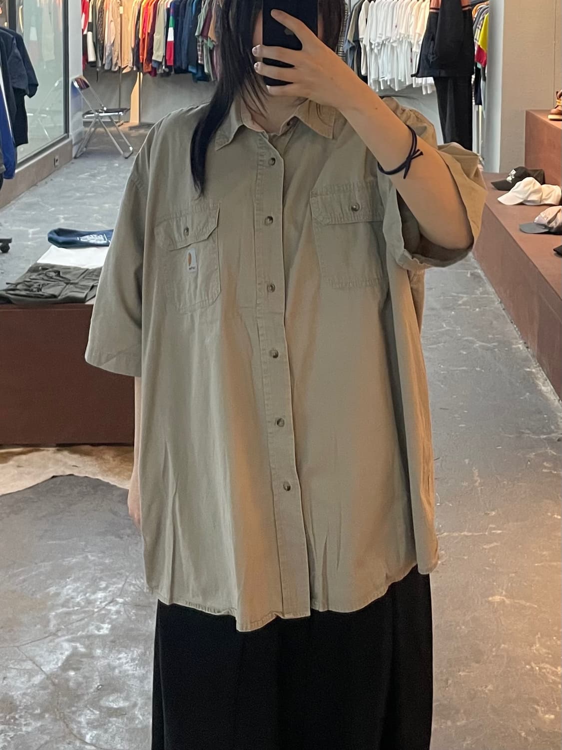 칼하트 베이지 반팔 셔츠 H2464 상품이미지1