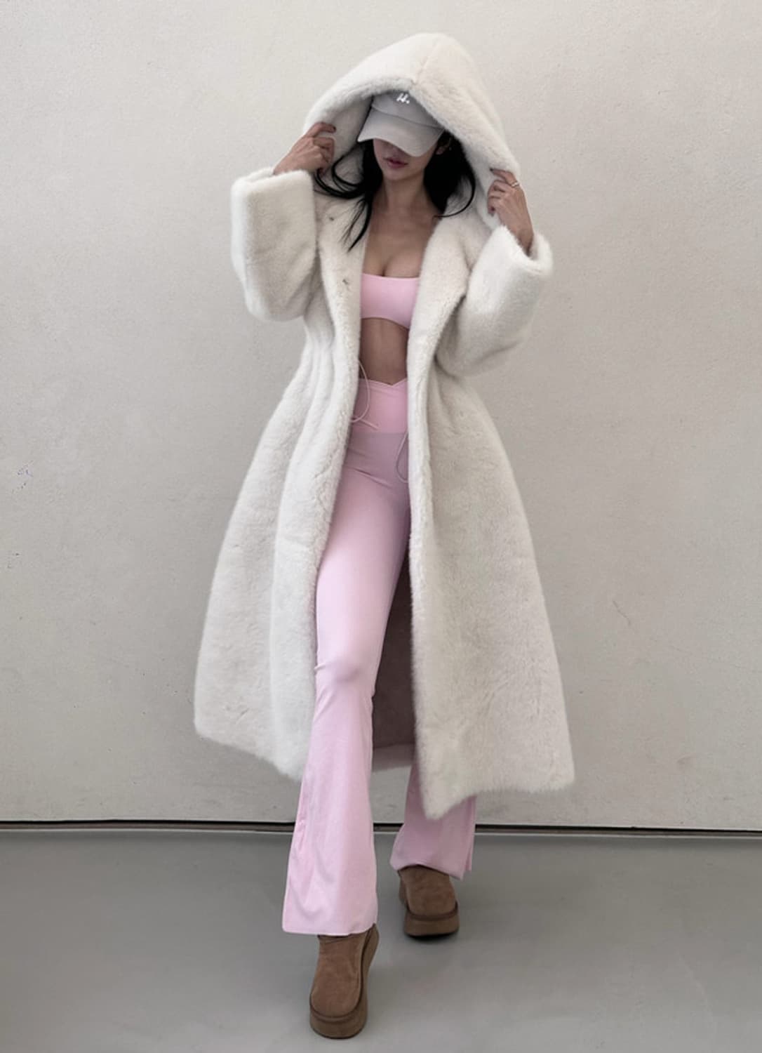 밍크 페이크 퍼 롱코트 상품이미지1