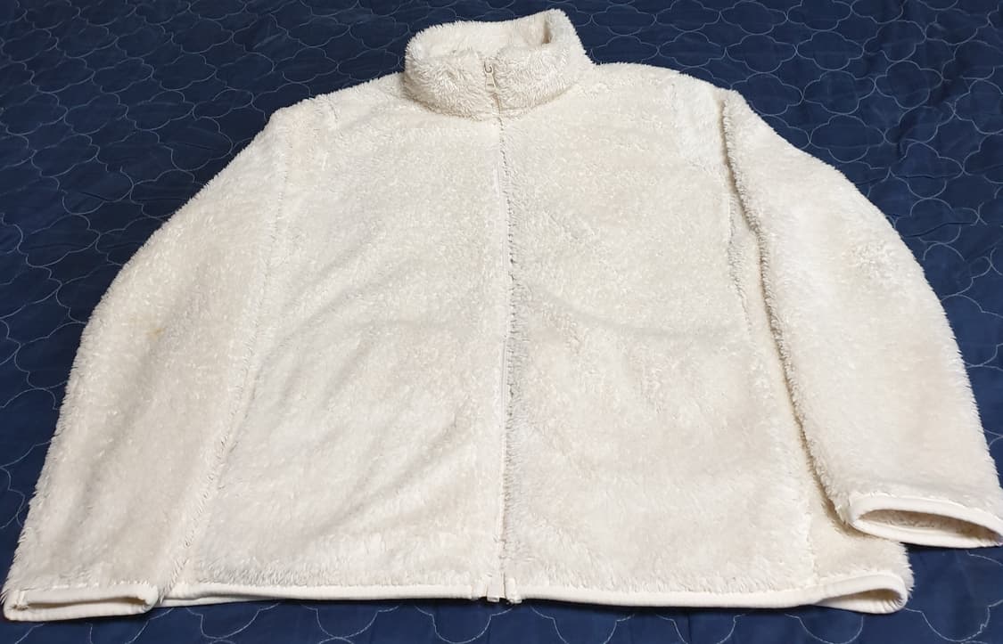 유니클로 퍼 후리스 짚업 자켓 크림 (XL) 상품이미지1