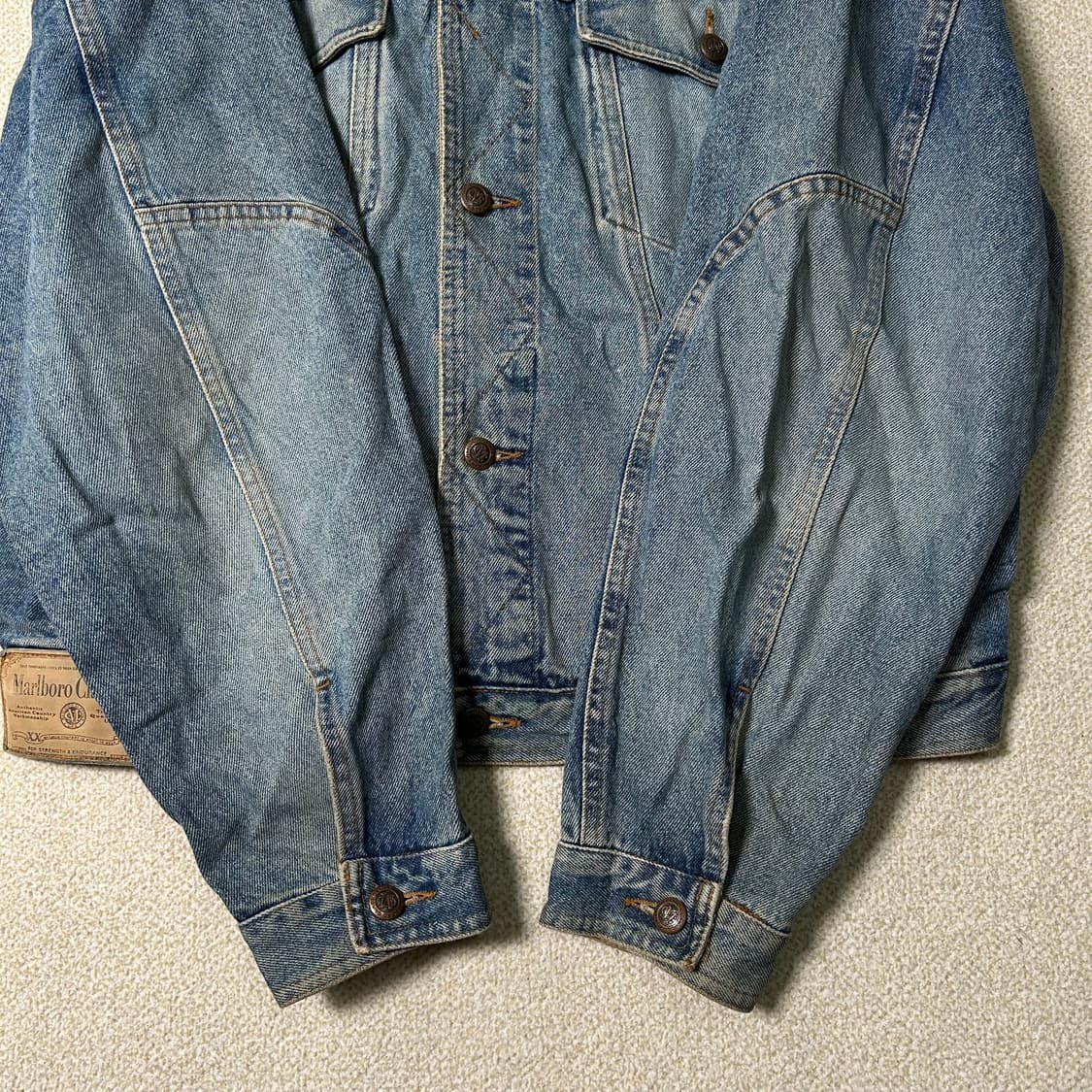 (XL) 90s 말보로 클래식 레더넥 데님 자켓 상품이미지6