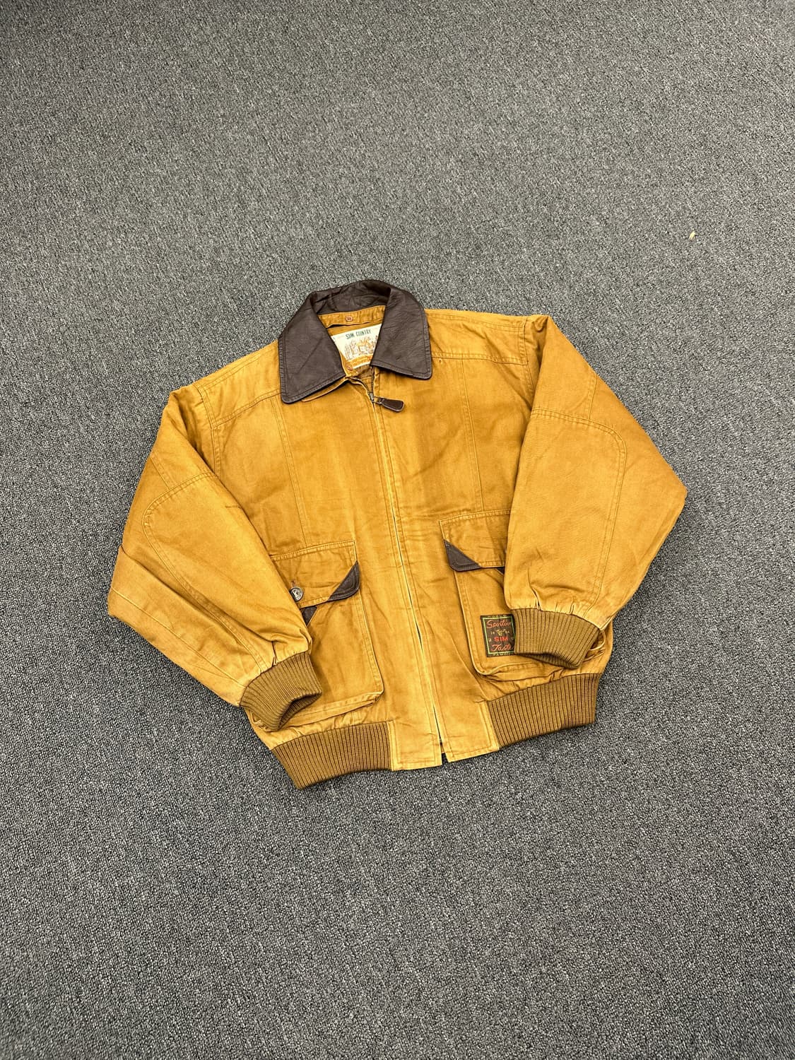 재패니즈 빈티지 SIM COUNTRY 레더 넥 초어자켓 집업 상품이미지3