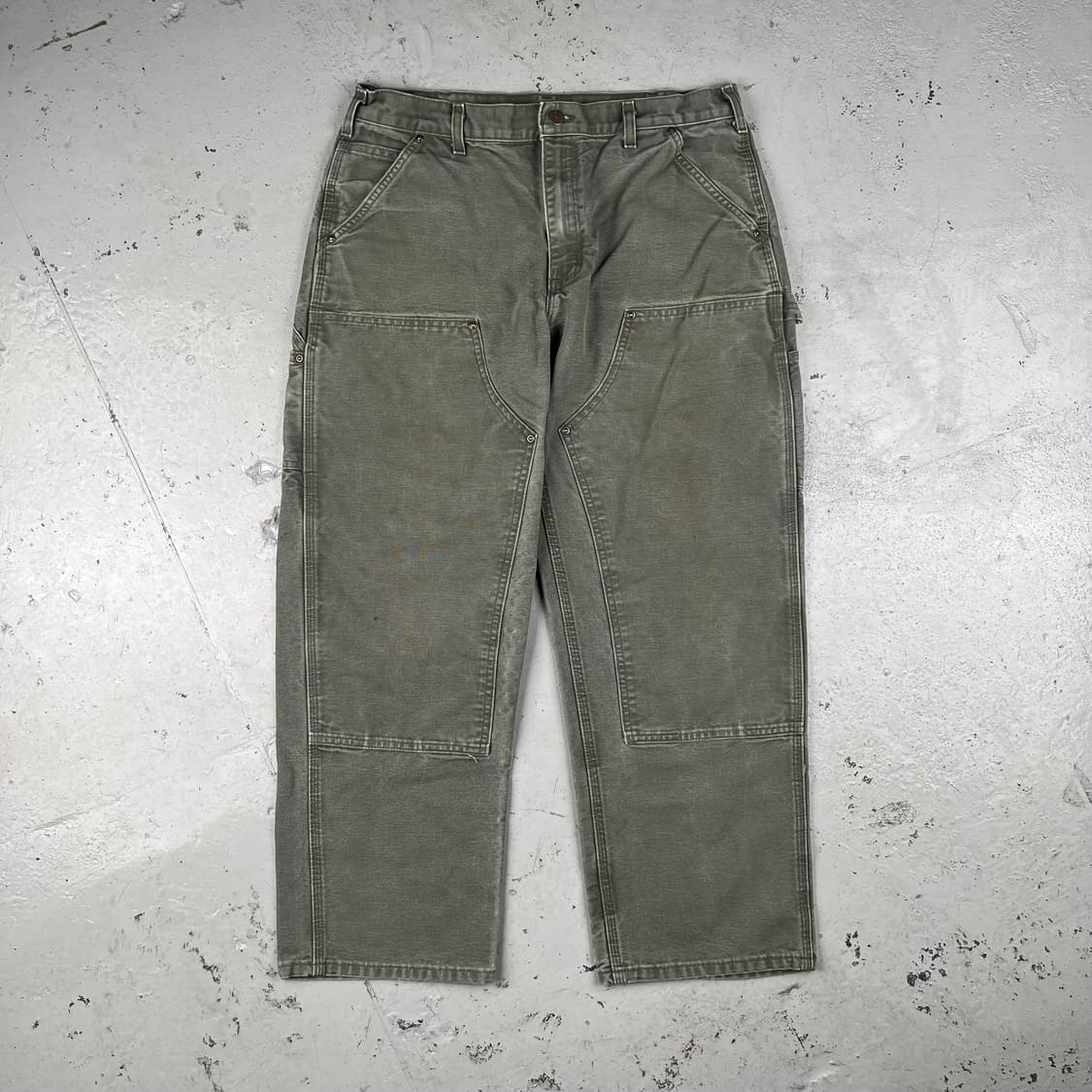 빈티지 칼하트 모스그린 더블니 워크 팬츠 B136MOS 상품이미지2