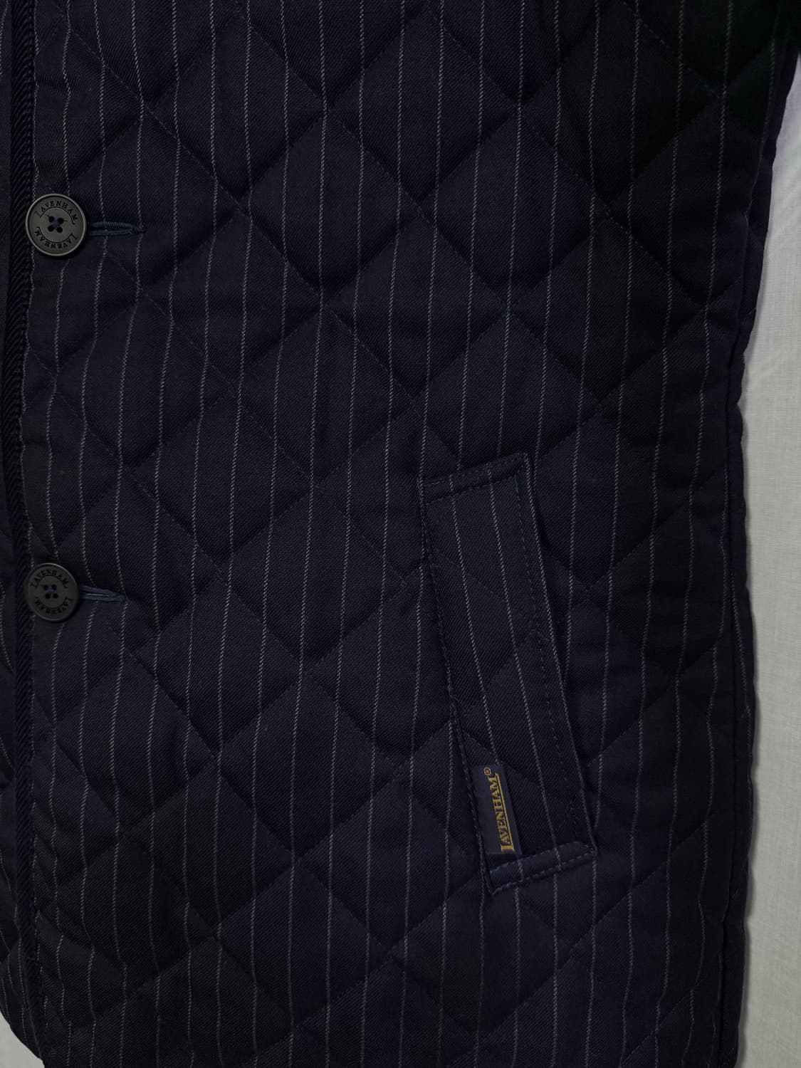 라벤헴 스트라이프 울 퀼팅 자켓 네이비 (lavenham) 상품이미지4