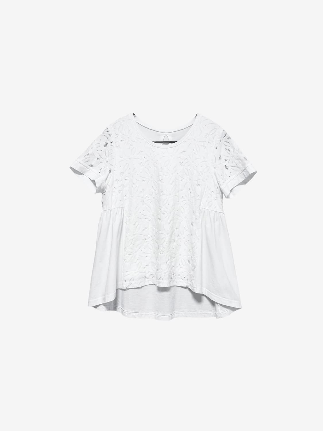 Punching Cotton Peplum Tee - White 상품이미지5