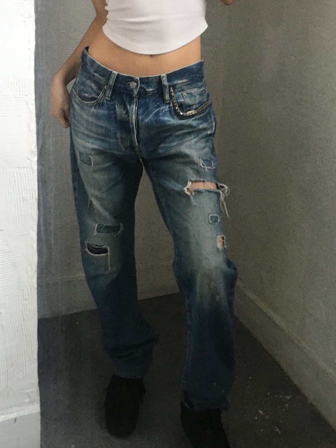 Hysteric Glamour 히스테릭글래머 스터드 데미지 데님 팬츠  상품이미지1