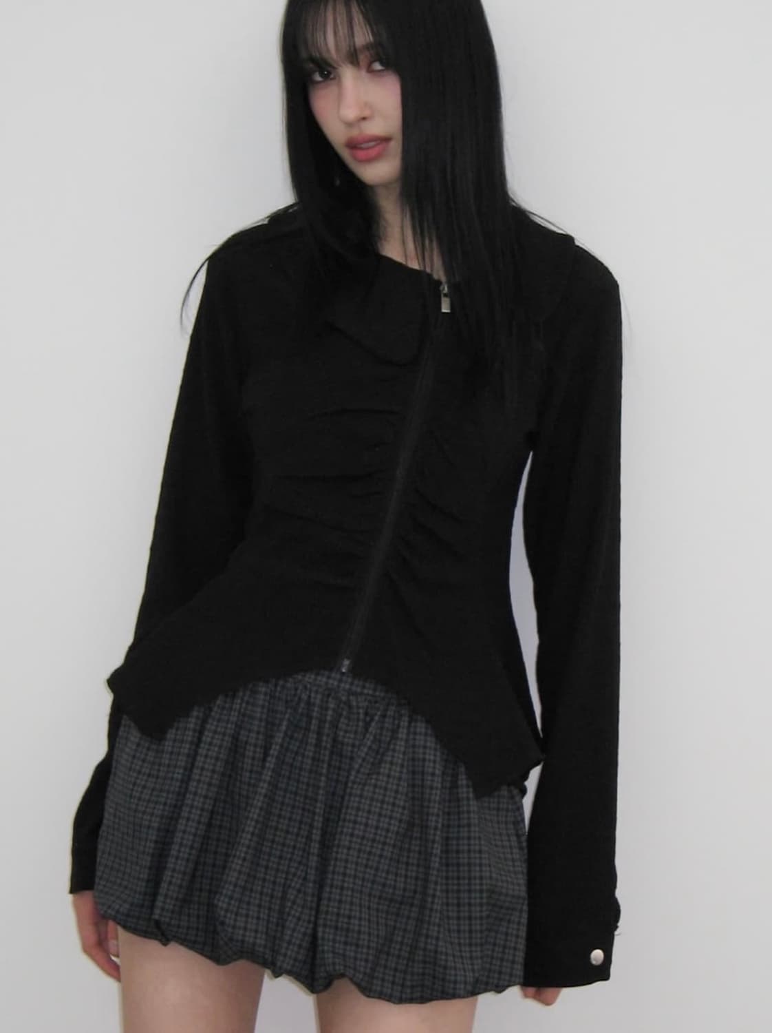 언발란스 셔링 자켓 블랙 상품이미지2