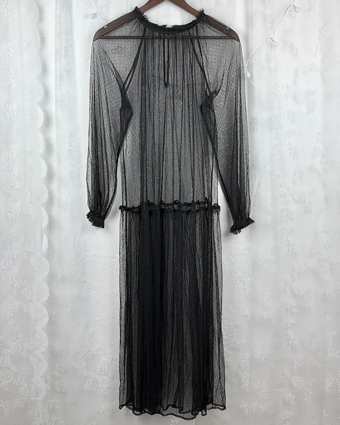 Black see-through layered dress 상품이미지1
