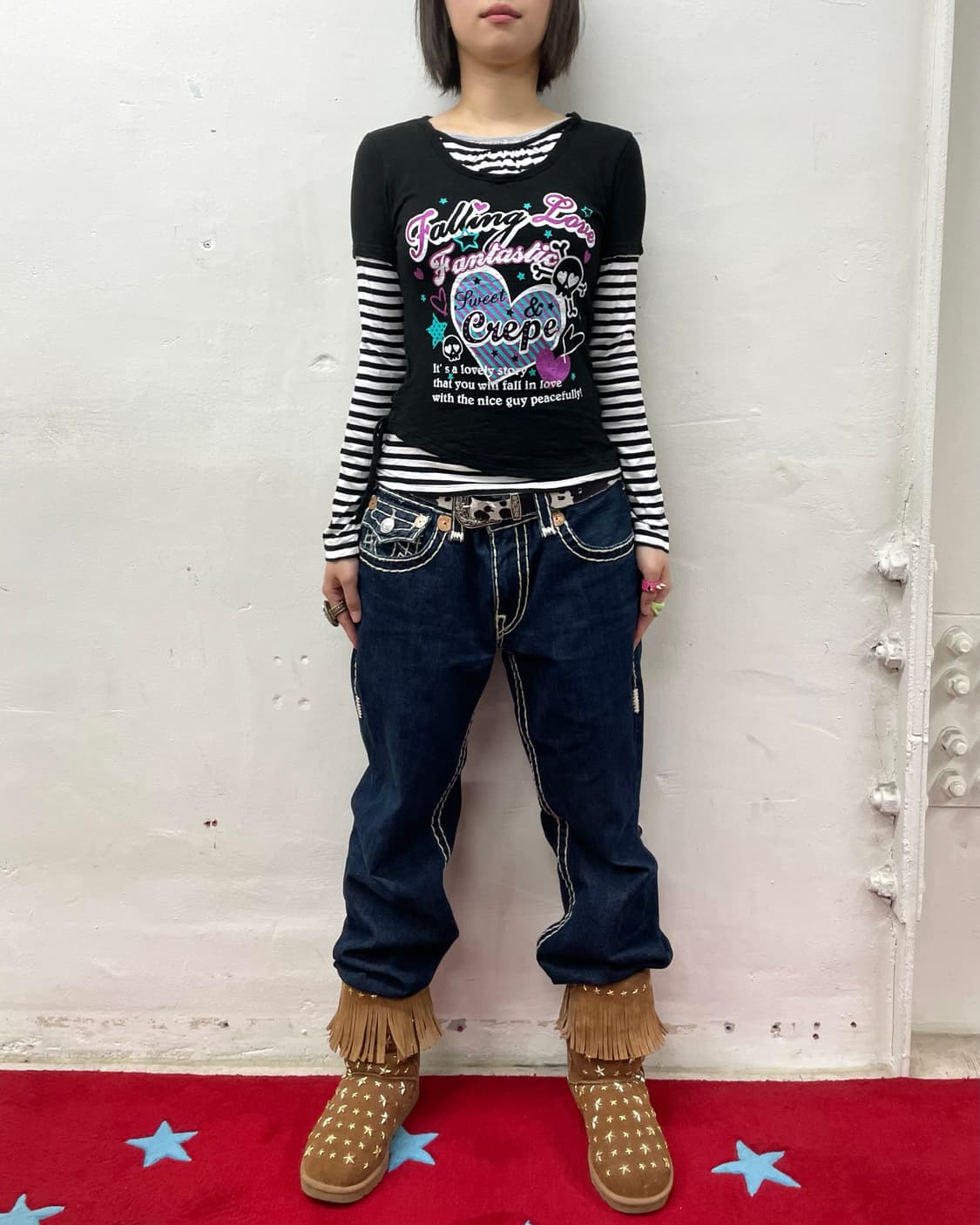Layered Stripe Skull Strap Long Sleeve 상품이미지7