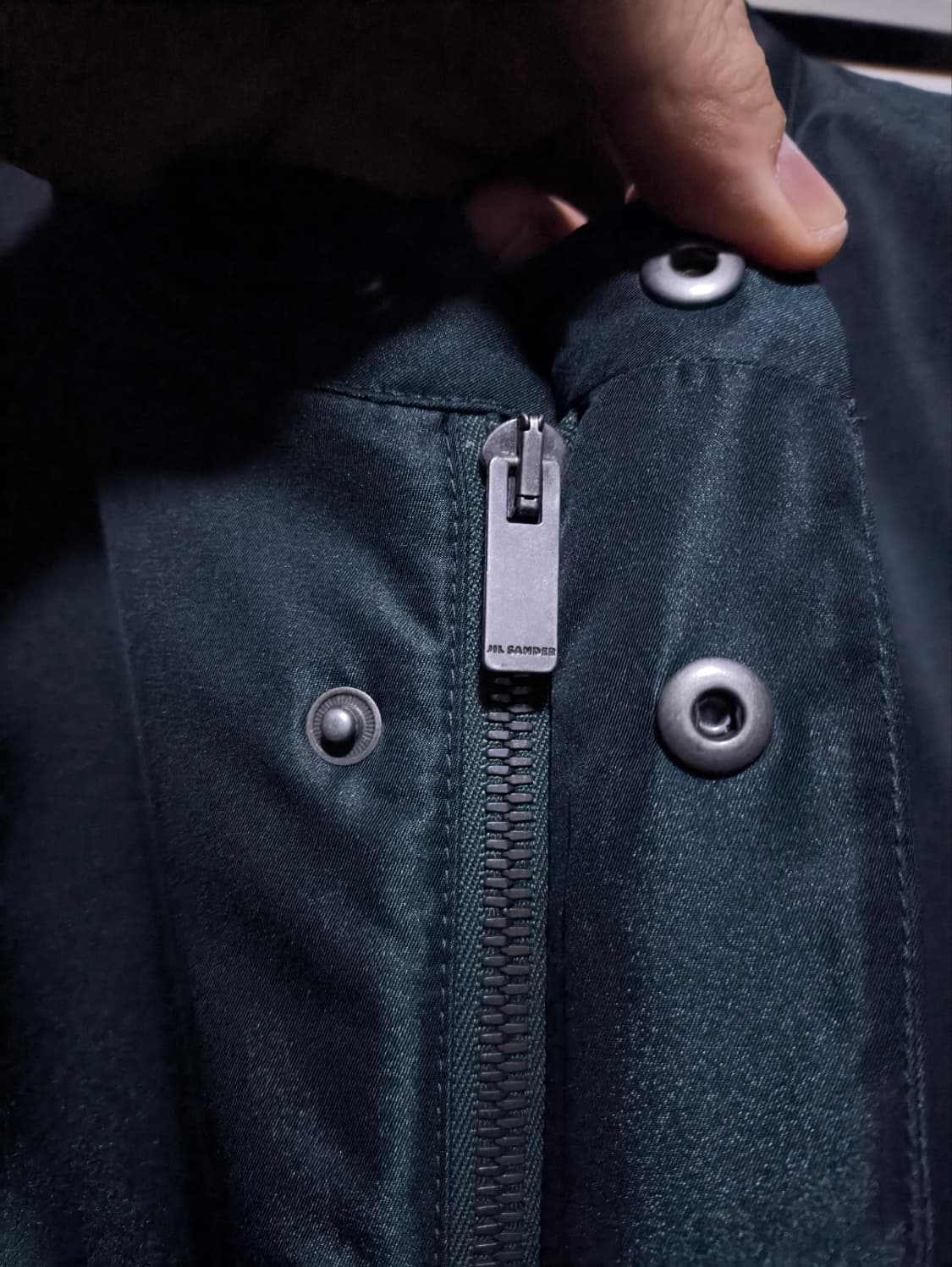 50 질샌더 riri 지퍼 다크그린 롱자켓 상품이미지6