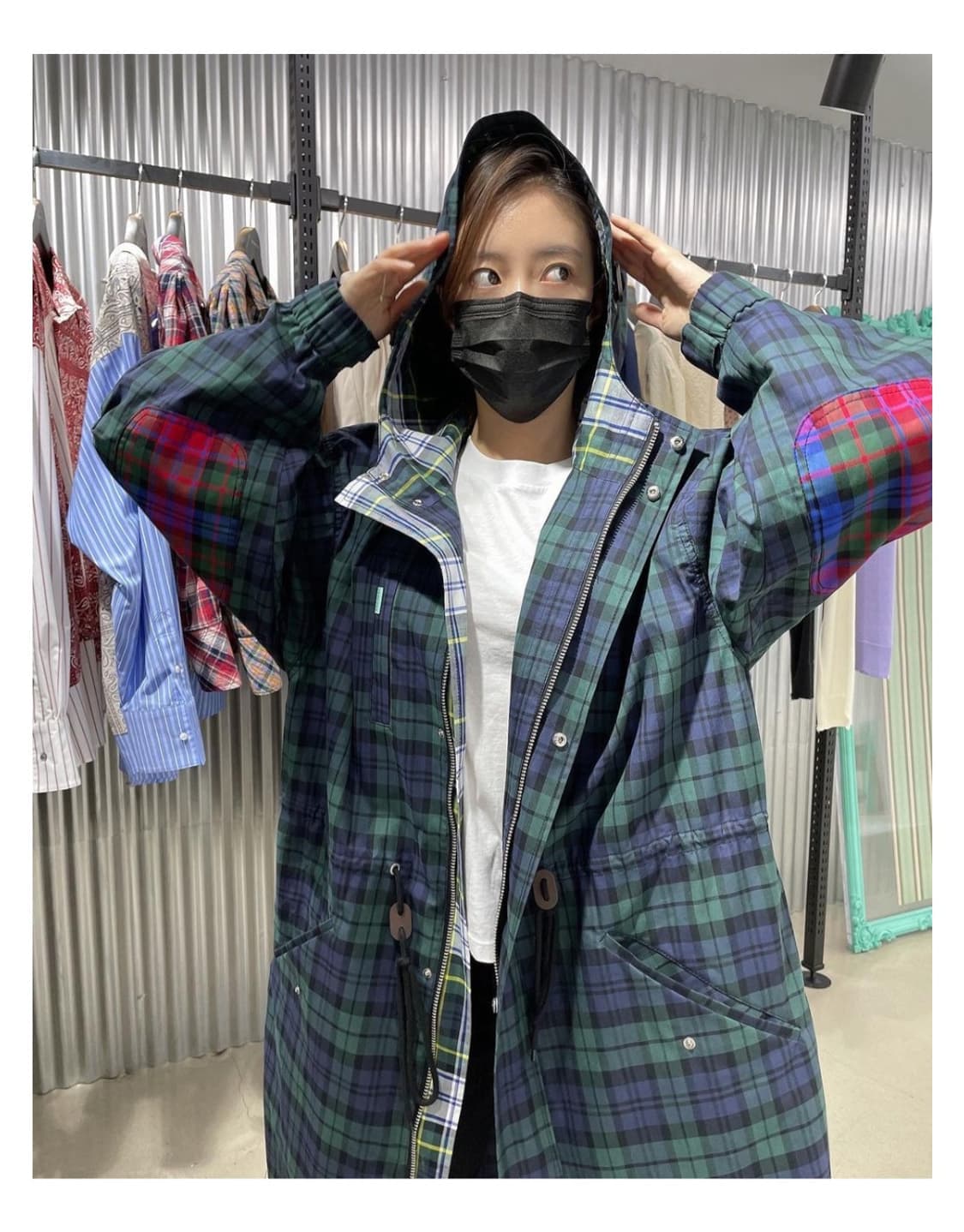 InstantFunk 인스턴트펑크 오버사이즈 체크 피쉬테일 상품이미지1