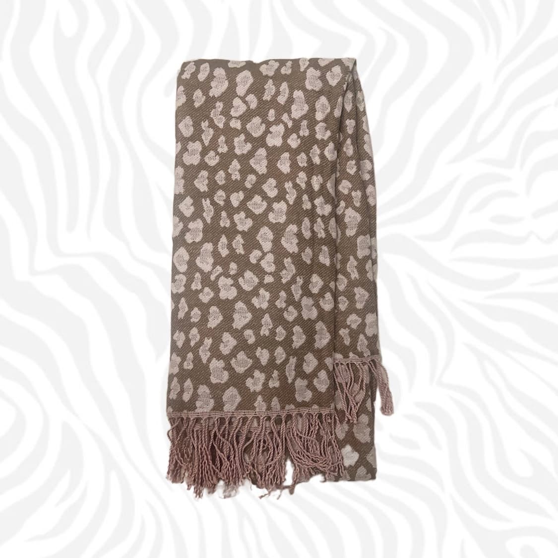 빈티지 핑크브라운 호피 갸루 머플러 상품이미지2