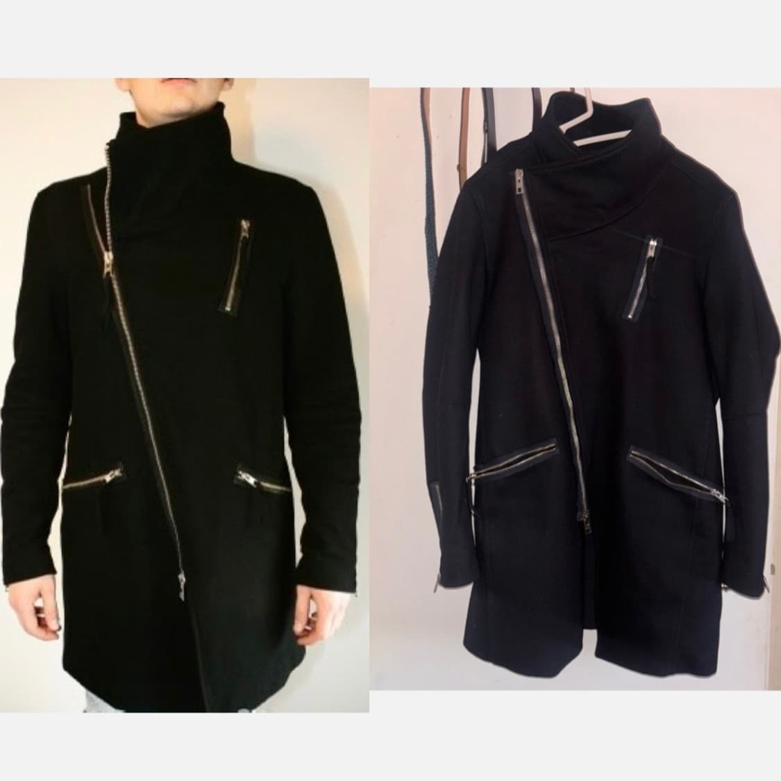 올세인츠 하이넥 사선 지퍼 라이더 코트 상품이미지1