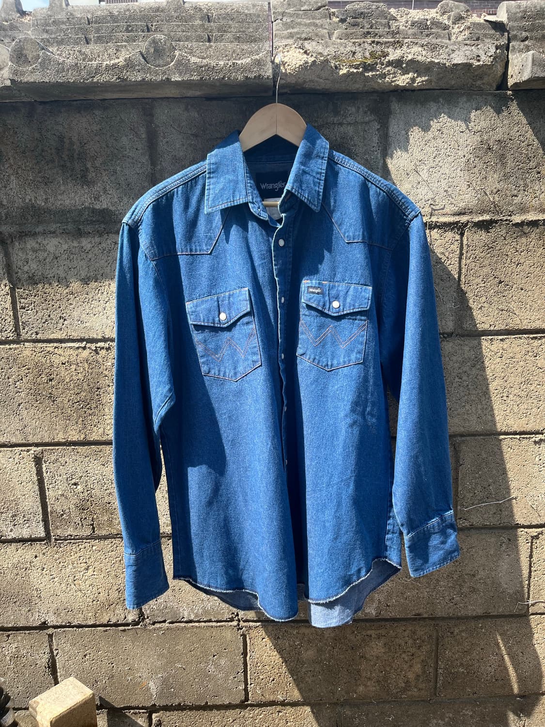 빈티지 Wrangler 데님 웨스턴 셔츠 L 상품이미지1