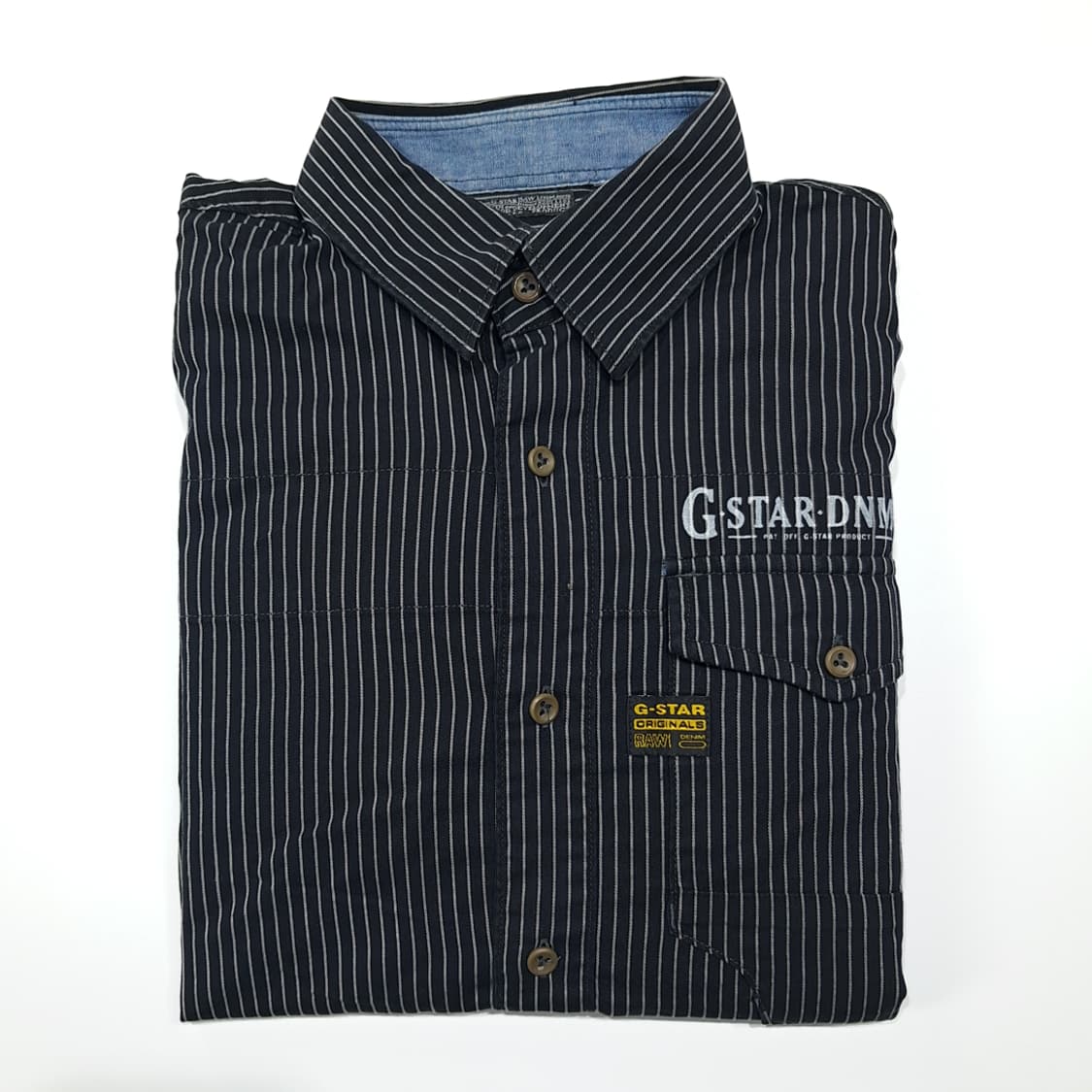 CL729 L 지스타로우 블랙 핀스트라이프 롤업 셔츠 남방 상품이미지7