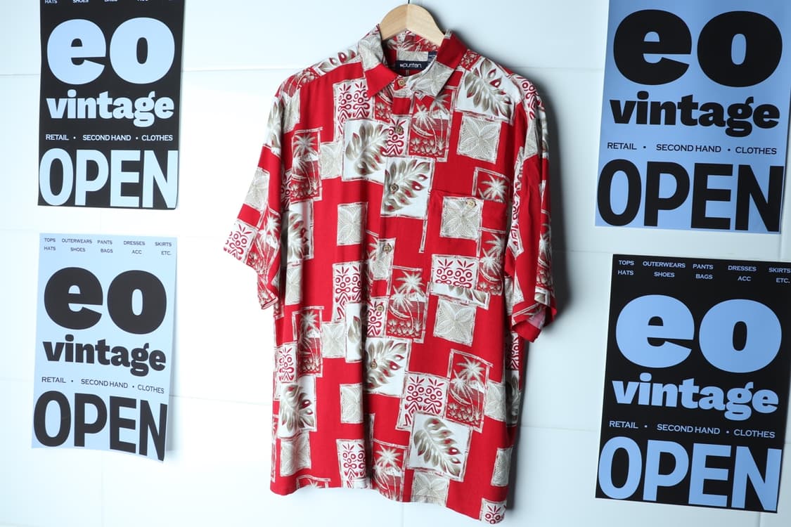 (M-XL) 브랜드빈티지 반팔셔츠 남방 USA 하와이안 레드-H33081 상품이미지2
