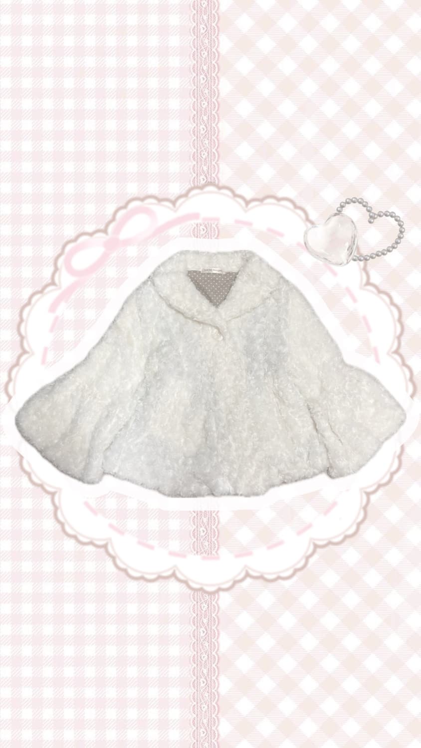 장미 화이트 퍼 케이프 히메갸루 라떼갸루 도트  상품이미지1