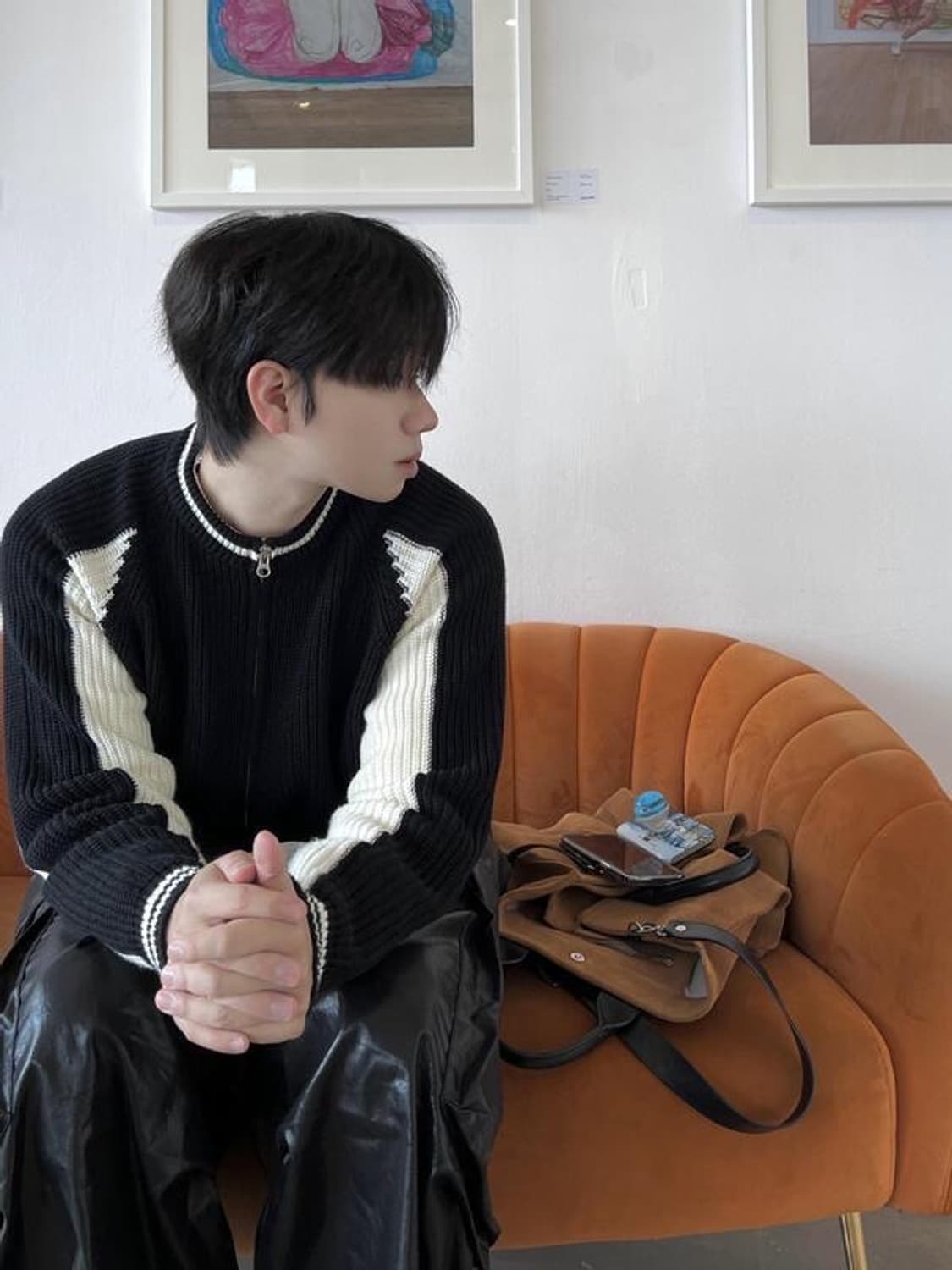 디서먼트 바시티 니트 집업 상품이미지3