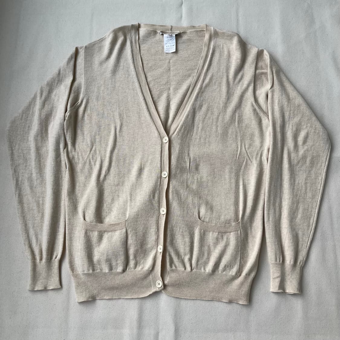 00s 셀린느 베이지 미니멀 코튼 가디건 상품이미지1