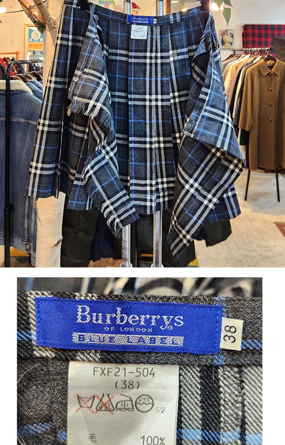 BURBERRY 버버리 블루라벨 체크 랩 버클 빈티지 스커트 상품이미지9