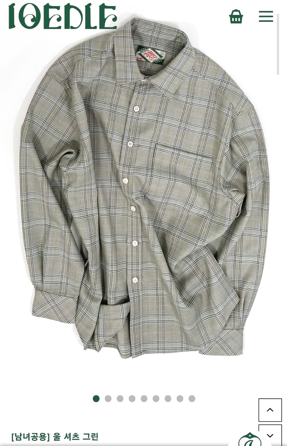 이외들 그린 체크 울 셔츠 1사이즈 새제품 상품이미지1