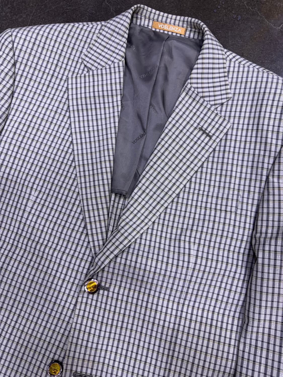 보스렌자 클래식 체크 빈티지 블레이저 자켓 자개버튼 100 상품이미지3