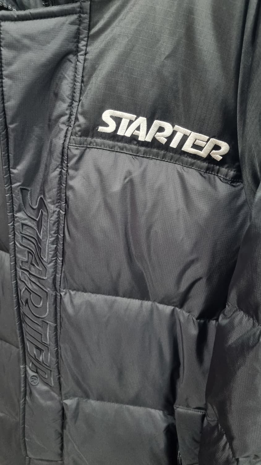 스타터 검정색 오리솜털 롱패딩 xL(105~110) 컨디션10/9 상품이미지2