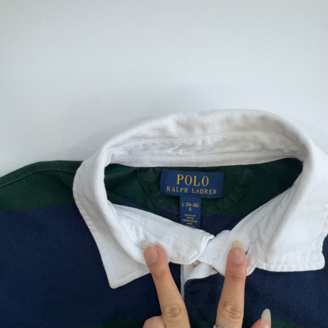Polo 폴로 옐로우 로고 그린 블루 스트라이프 카라티  상품이미지5