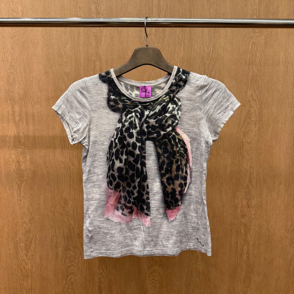 폴스미스 폴 레오파드 스카프 프린트 반팔 티셔츠 그래픽 프린팅 그레이 상품이미지2