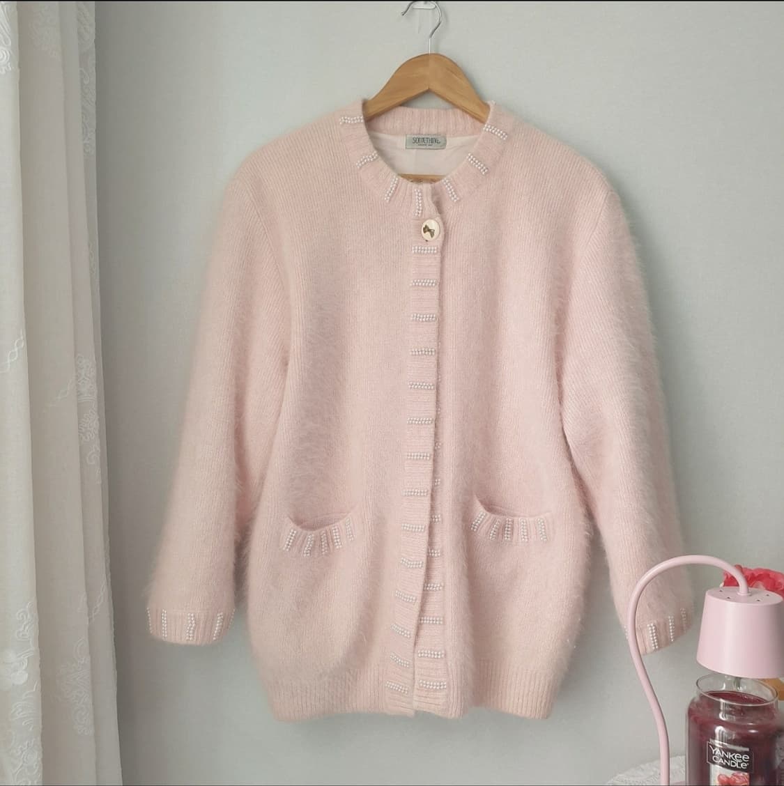 일본빈티지 뽀용핑크 진주 가디건 울 앙고라 핀터깔 히메갸루 상품이미지4
