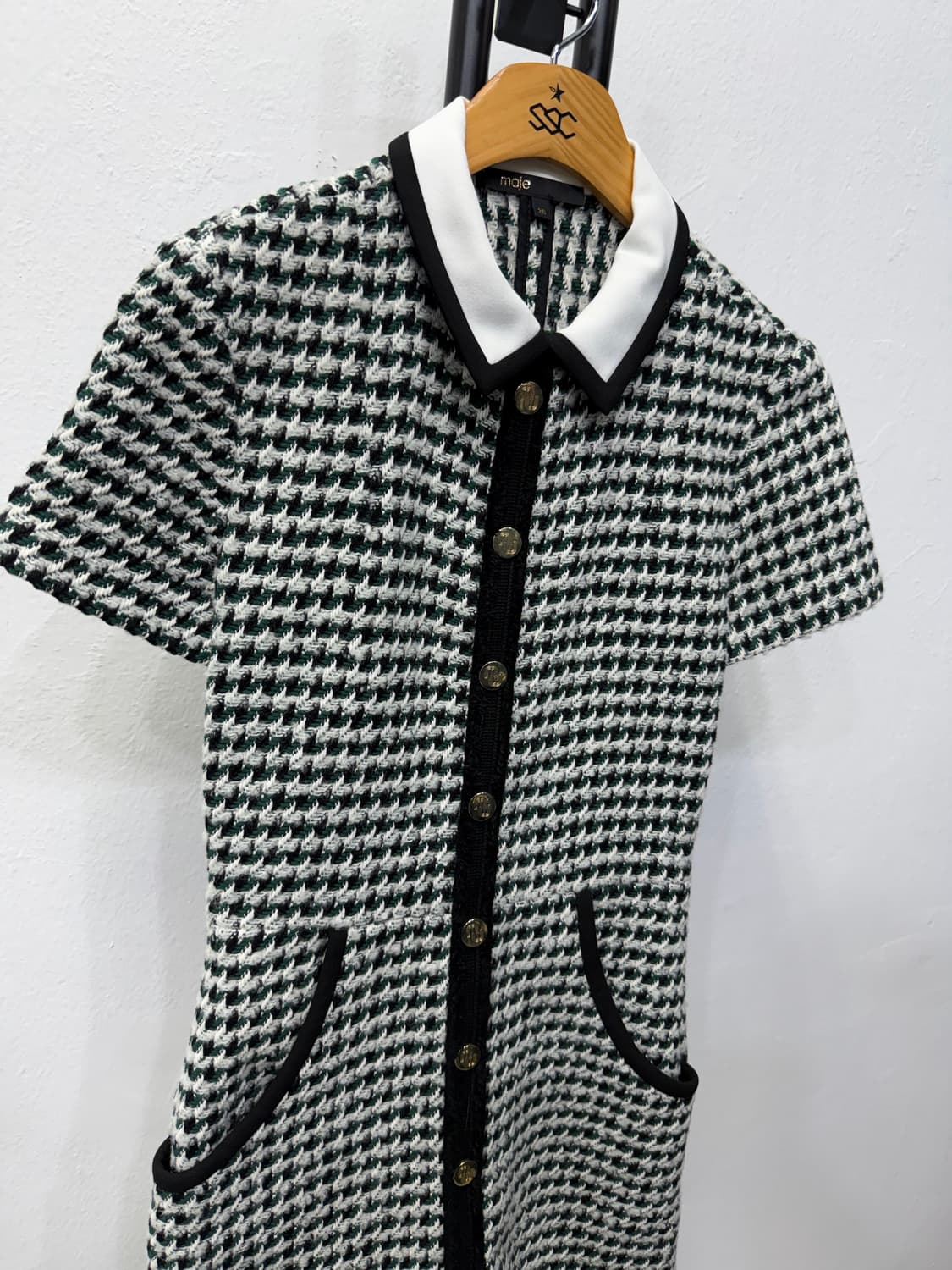 정품) 마쥬 블랙 앤 화이트 하운드투스 원피스 36 상품이미지2