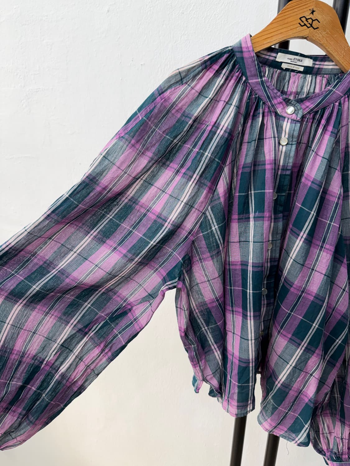 정품) 이자벨마랑 오버사이즈 체크 블라우스 셔츠 40  상품이미지3