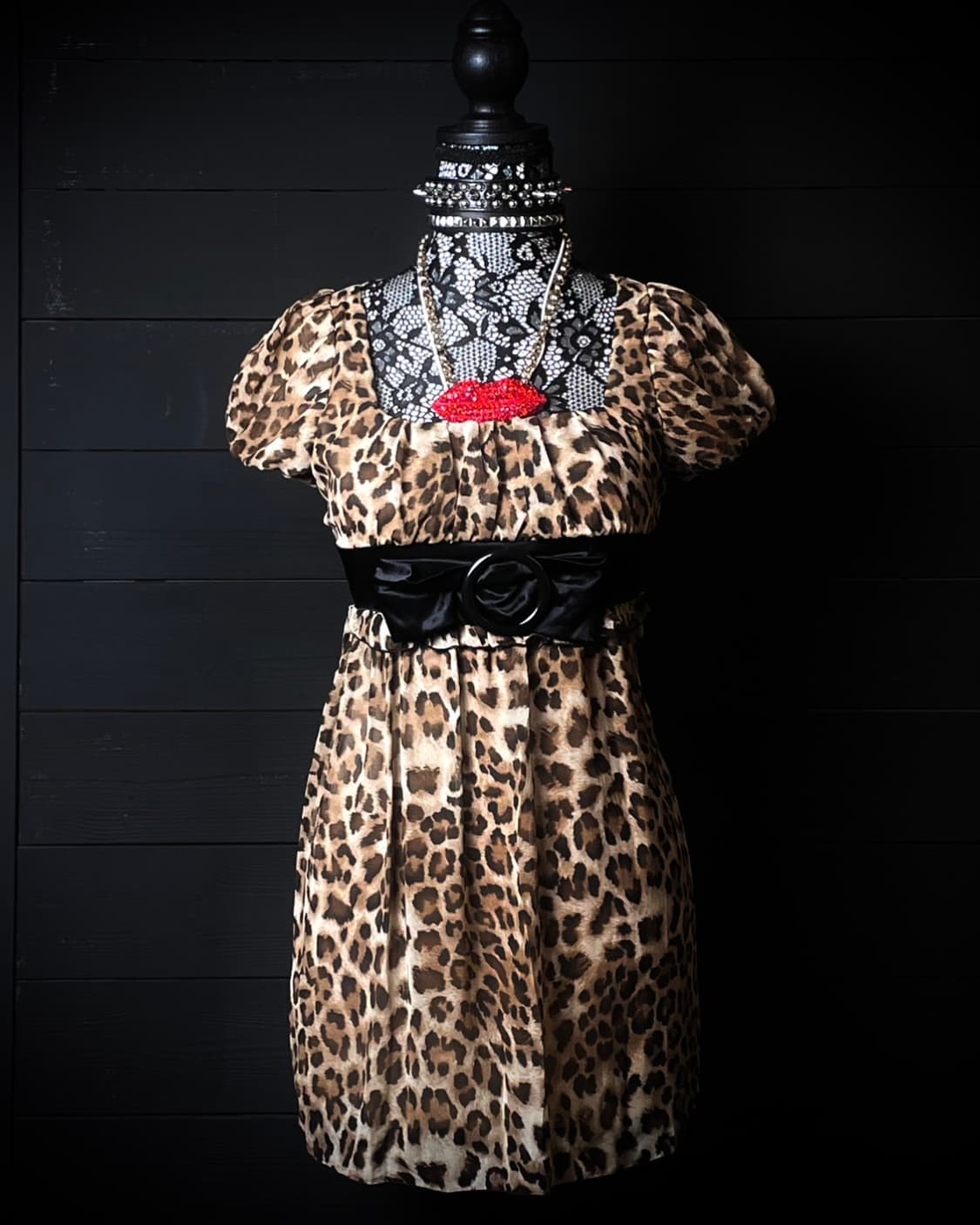 JPN 레오파드 호피 리본 버클 원피스 상품이미지1