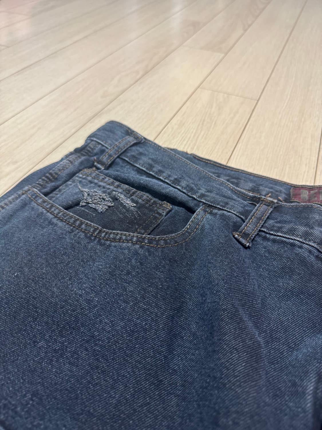 Berne 빈티지 흑청 더블니 팬츠  상품이미지4