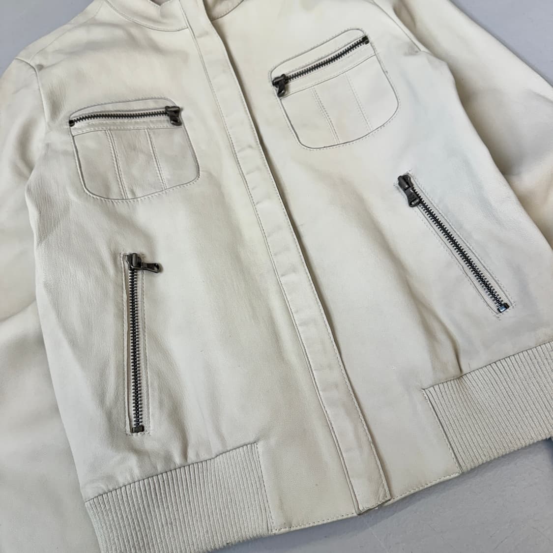 바이커 Y2K 딱붙 리얼레더 램스킨 양가죽 자켓 상품이미지4