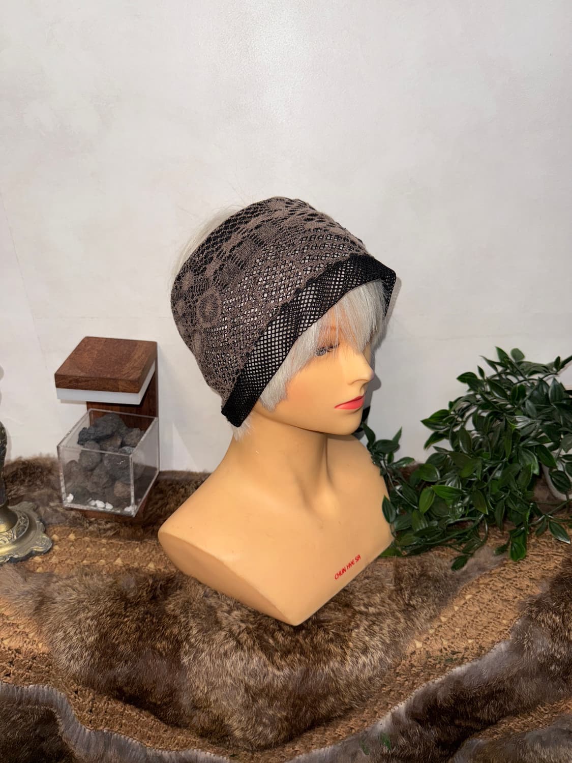 Ash pink grunge net lace hair band 상품이미지3
