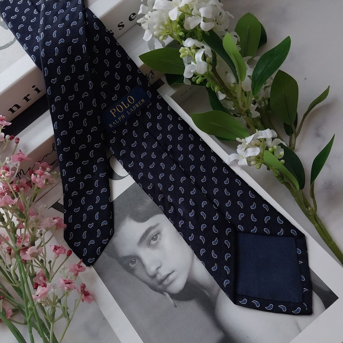 폴로 랄프로렌 실크 네이비 페이즐리 넥타이 7.1cm A+등급 K1675 상품이미지5