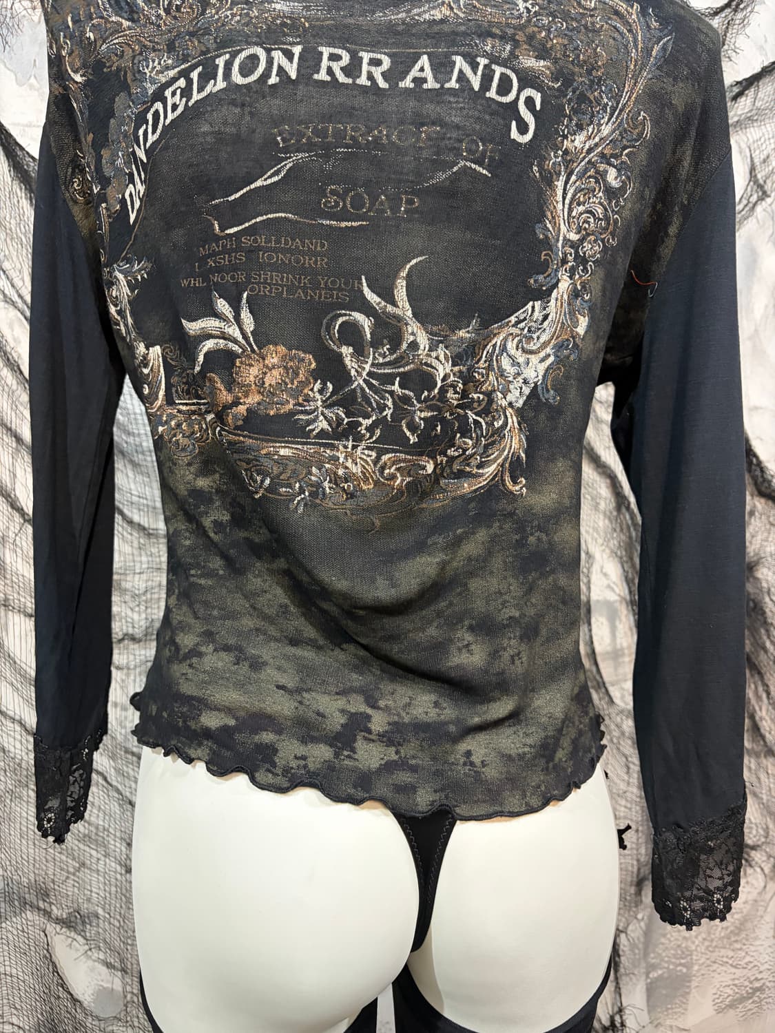 Y2K Punk lace off-shoulder blouse 상품이미지8