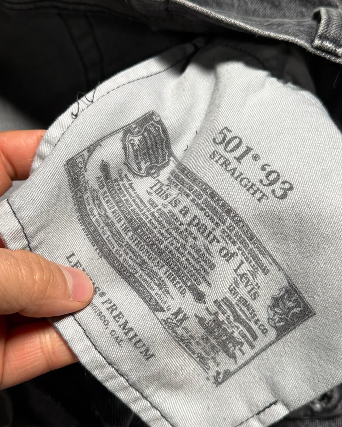 리바이스 501 93 스트레이트핏 그레이 데님 팬츠 34 상품이미지4