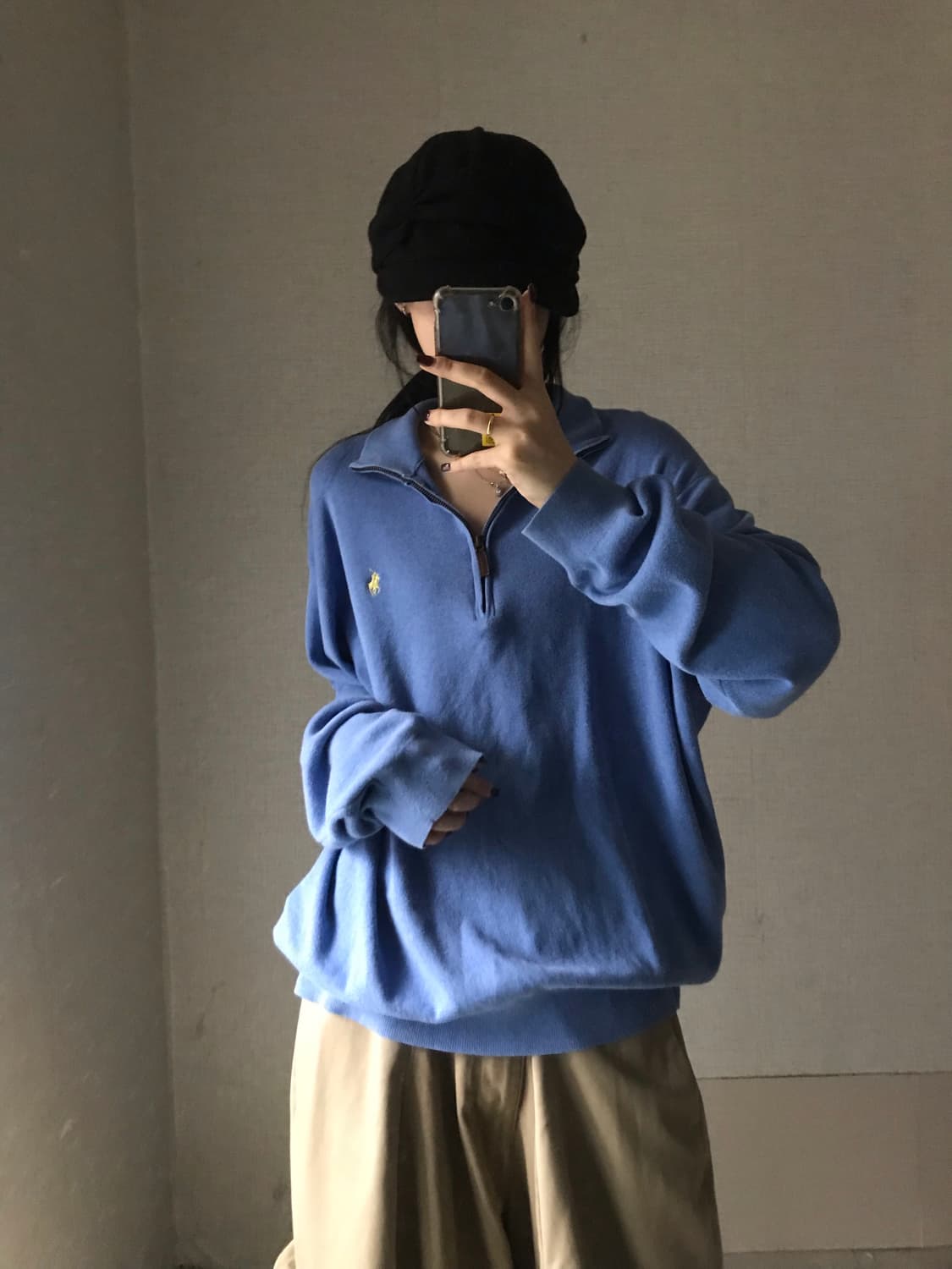 폴로 연하늘 코튼 반집업 상품이미지3