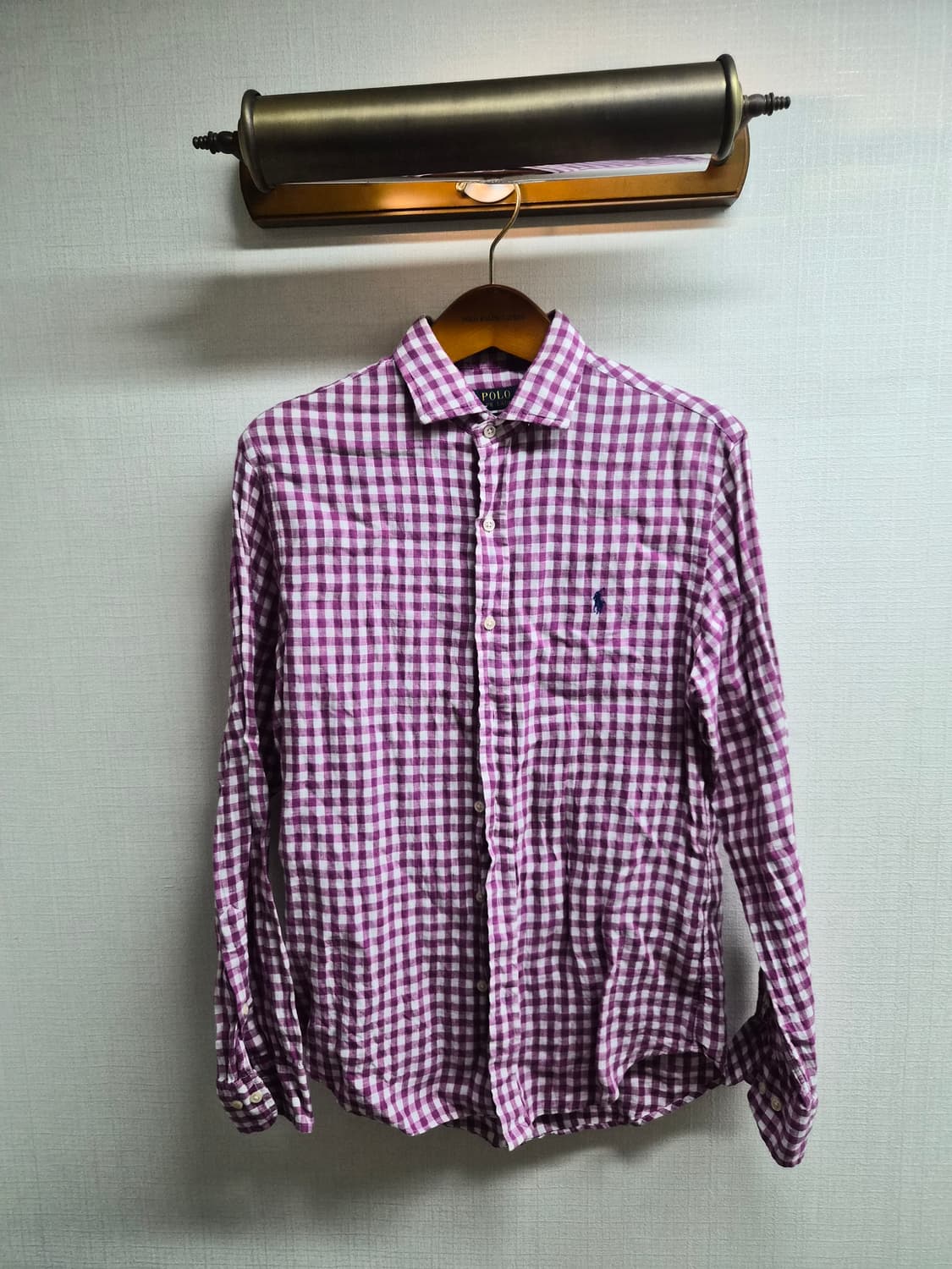 M) 폴로 랄프로렌 깅엄체크 린넨 셔츠 팝니다 상품이미지1
