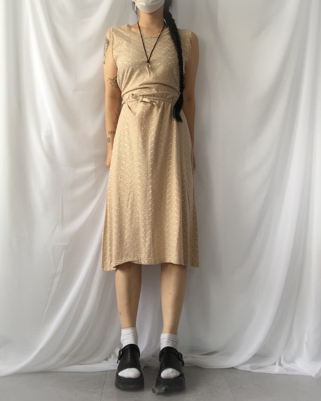 Pattern tied sleeveless onepiece 상품이미지7