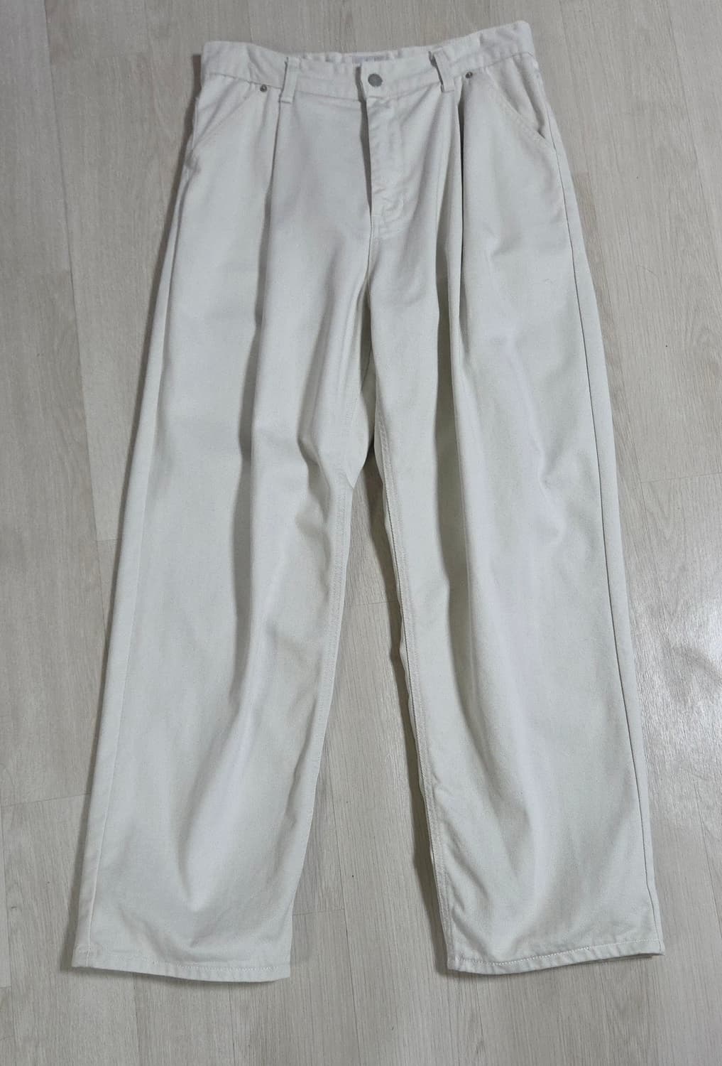 (착샷) 유스 youth 원턱 와이드 데님 크림진 상품이미지1