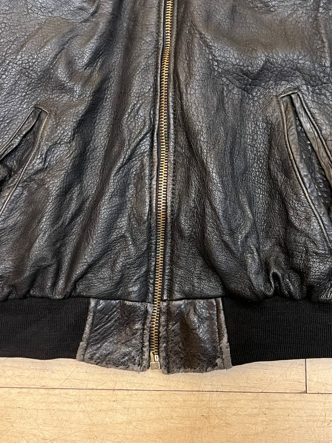 90's [XL] 이스트팩 빈티지 리얼레더 블랙 봄버 가죽 자켓 상품이미지8