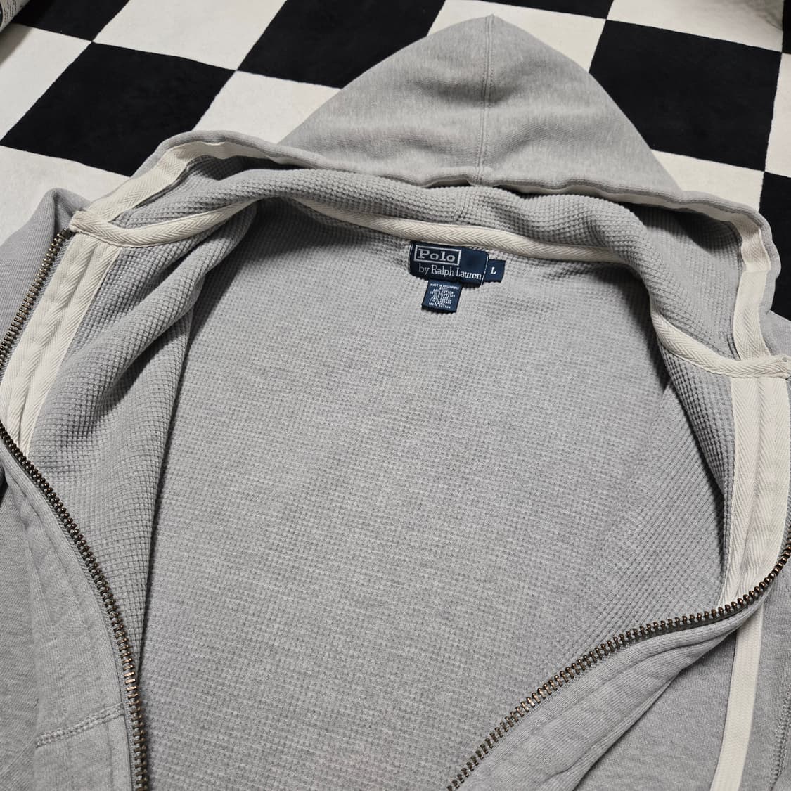 L 폴로랄프로렌 써멀 헤비코튼 투웨이 집업 후드 그레이 상품이미지5