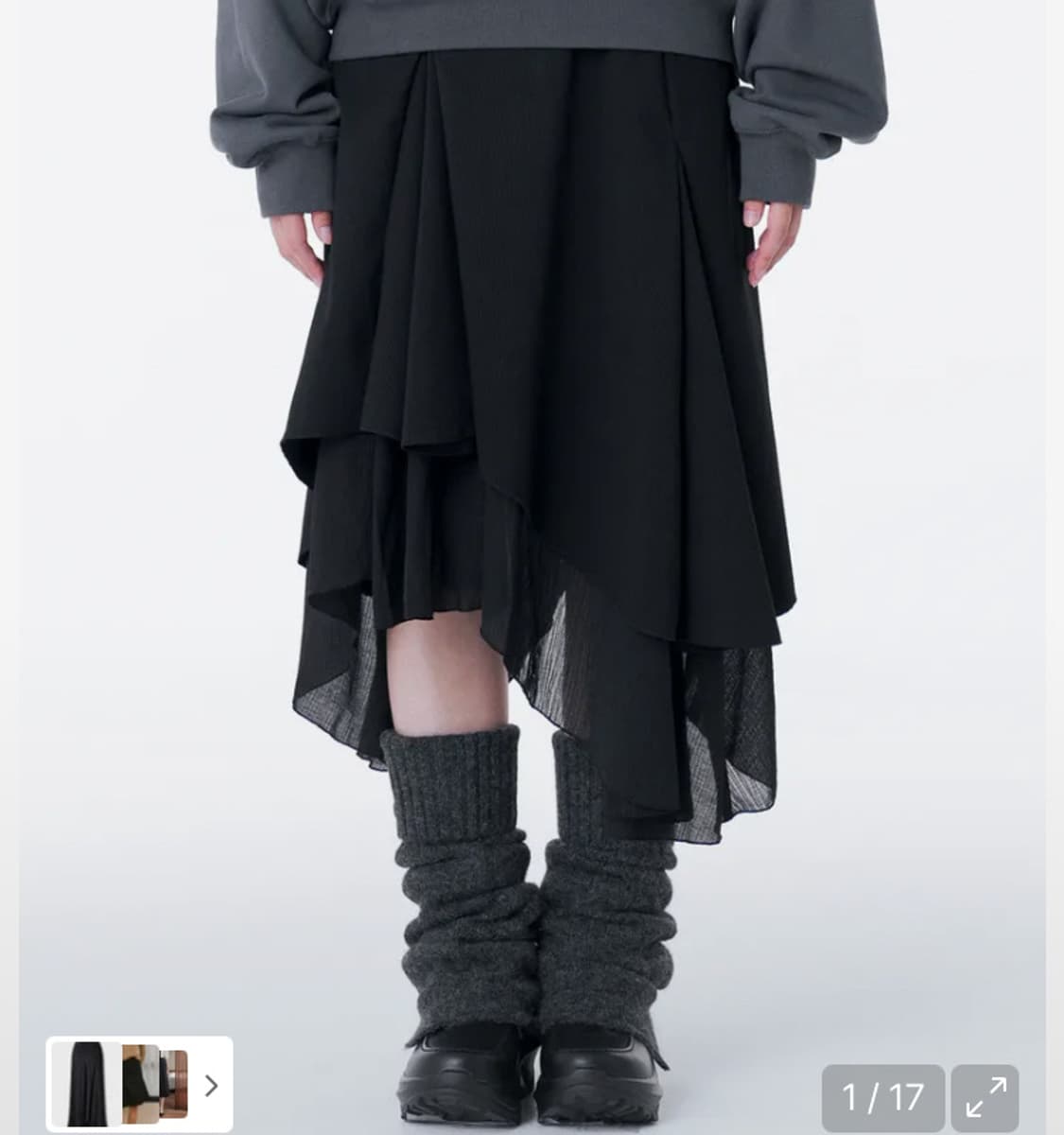 미세키서울 Unbalanced layered skirt BLACK 상품이미지1