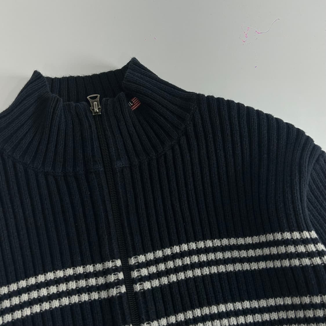 Polo 폴로 진스 넥 자수 포인트 네이비 니트집업 상품이미지4